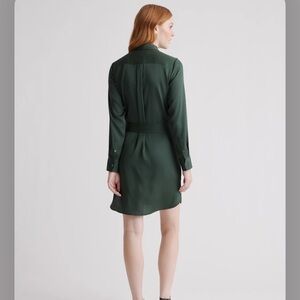 Quince Elegant Dark Green Long Sleeve Dress